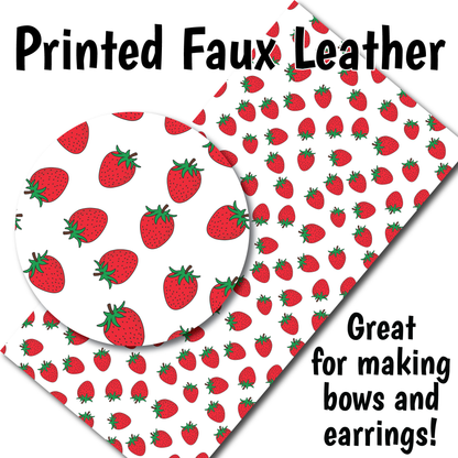 Strawberry Pattern - Faux Leather Sheet (SHIPS IN 3 BUS DAYS)