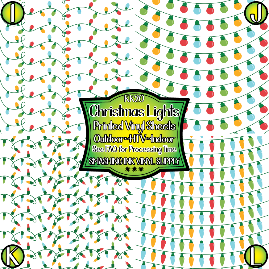 Christmas Lights ★ Pattern Vinyl | Faux Leather | Sublimation (TAT 3 BUS DAYS)