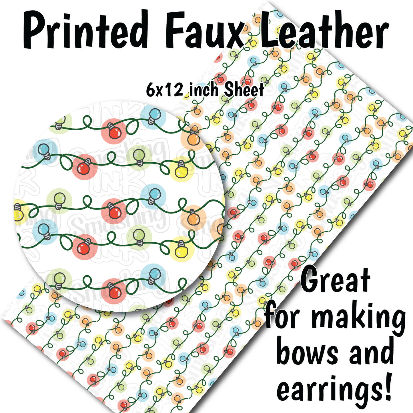 Christmas Lights G - Faux Leather Sheet (SHIPS IN 3 BUS DAYS)