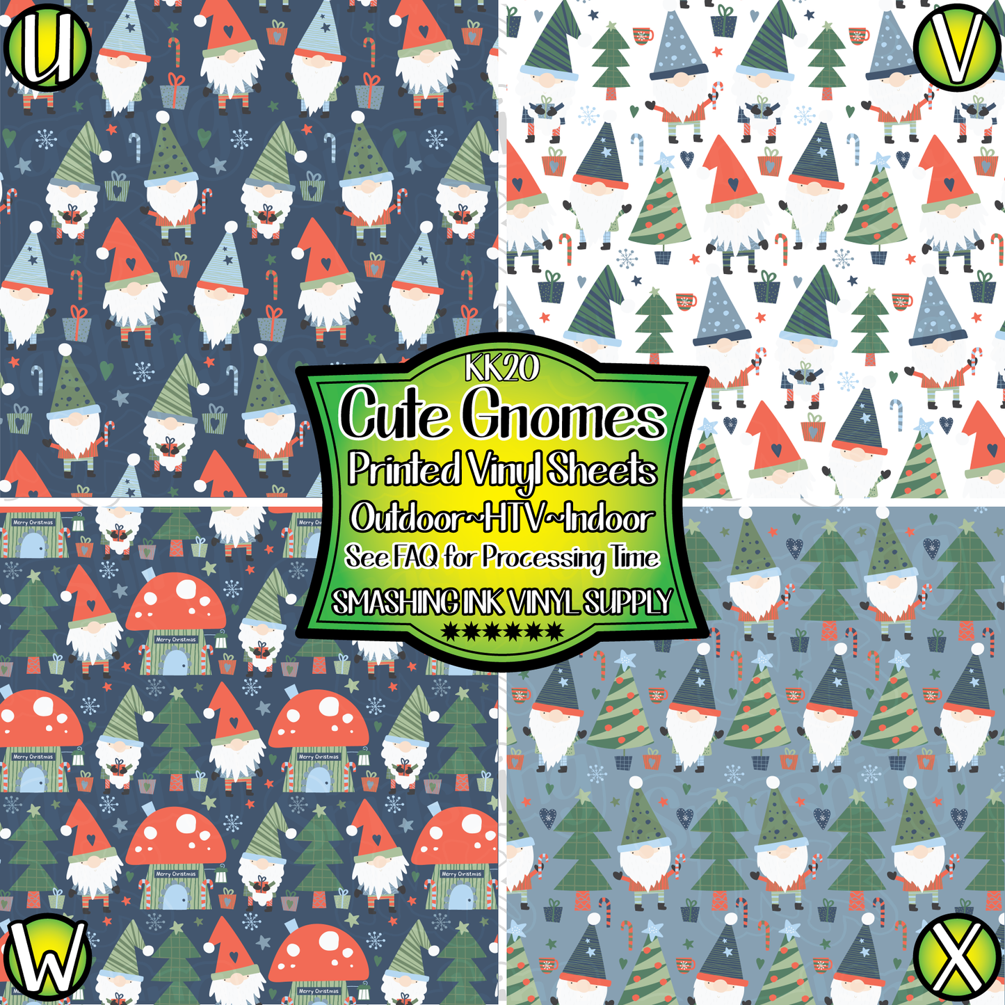 Cute Gnomes ★ Pattern Vinyl | Faux Leather | Sublimation (TAT 3 BUS DAYS)