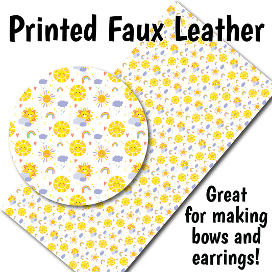 Sunshine and Rainbows O - Faux Leather Sheet (SHIPS IN 3 BUS DAYS)