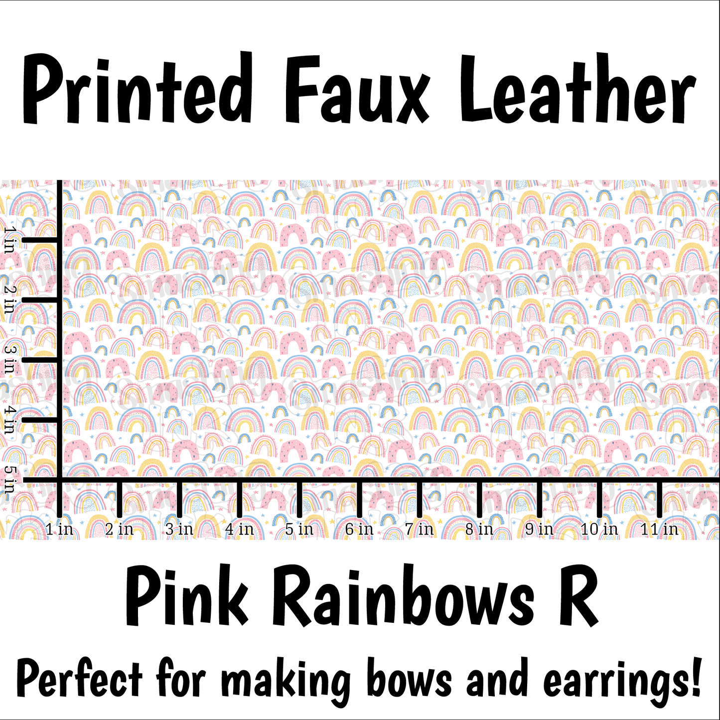 Pink Rainbows R - Faux Leather Sheet (SHIPS IN 3 BUS DAYS)