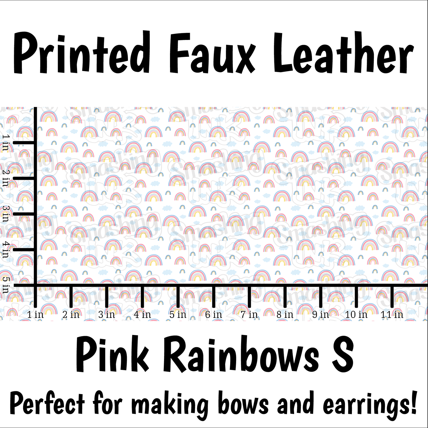Pink Rainbows S - Faux Leather Sheet (SHIPS IN 3 BUS DAYS)