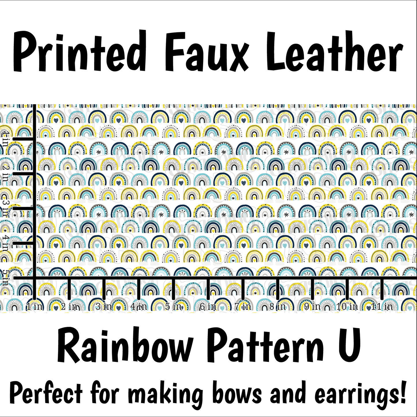Rainbow Pattern U - Faux Leather Sheet (SHIPS IN 3 BUS DAYS)