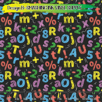 Colorful Chalkboard ★ ABCD - Pattern Vinyl | Faux Leather | Sublimation (TAT 3 BUS DAYS)