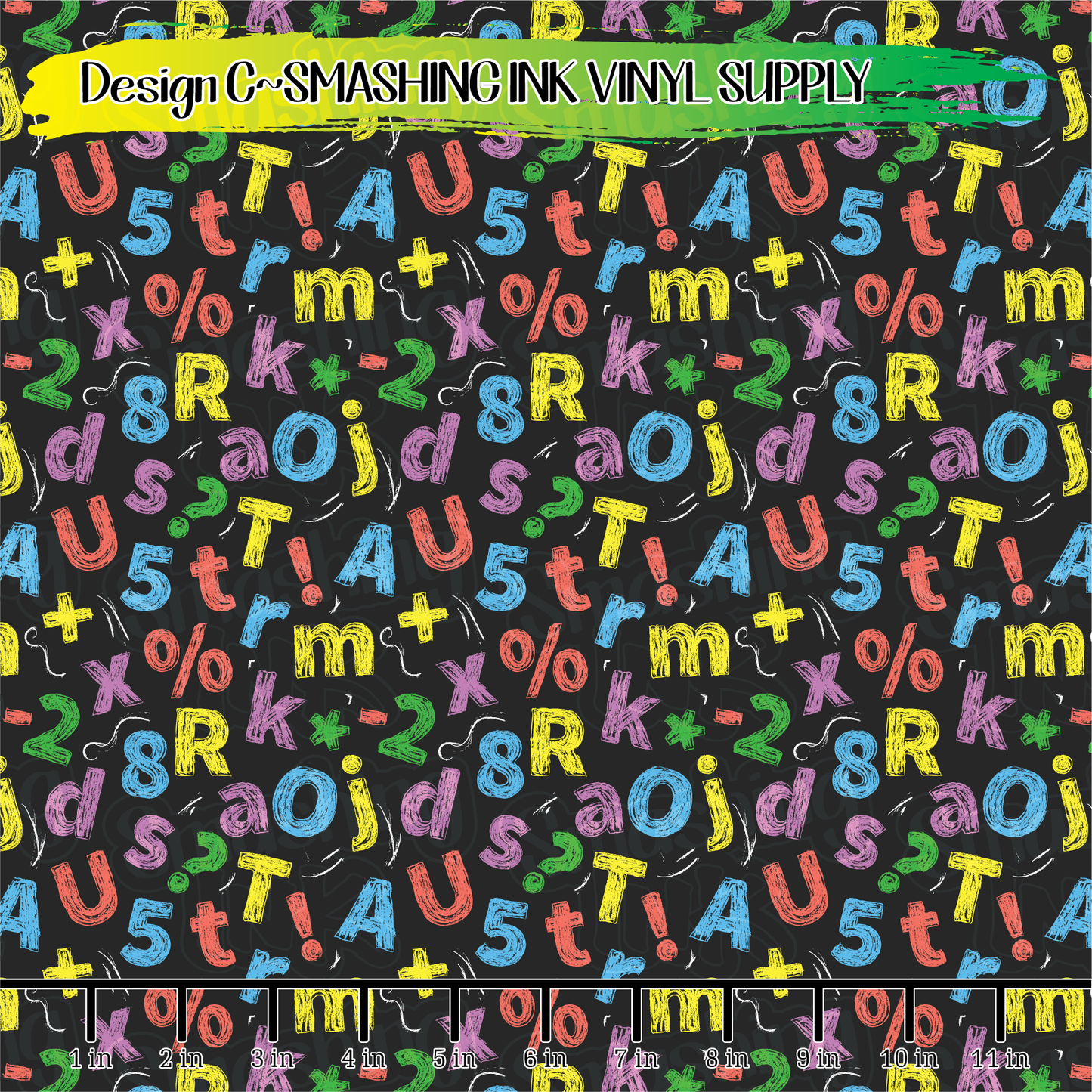 Colorful Chalkboard ★ ABCD - Pattern Vinyl | Faux Leather | Sublimation (TAT 3 BUS DAYS)