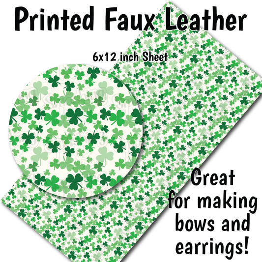 Shamrock Pattern Small Scale I - Faux Leather Sheet (SHIPS IN 3 BUS DAYS)