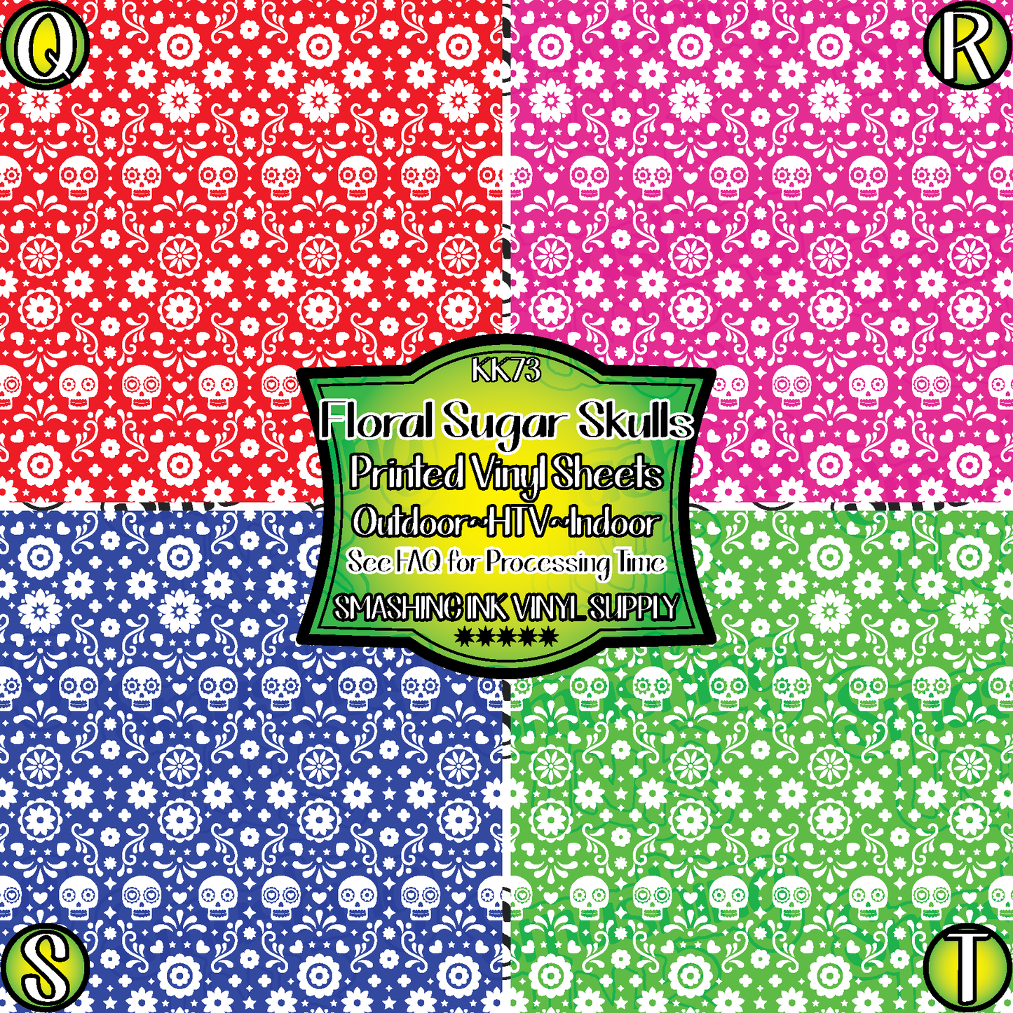 Floral Sugar Skulls ★ Pattern Vinyl | Faux Leather | Sublimation (TAT 3 BUS DAYS)