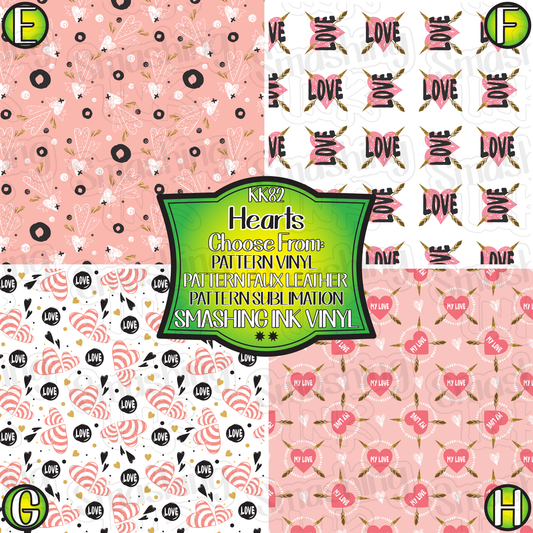 Hearts ★ Pattern Vinyl | Faux Leather | Sublimation (TAT 3 BUS DAYS)