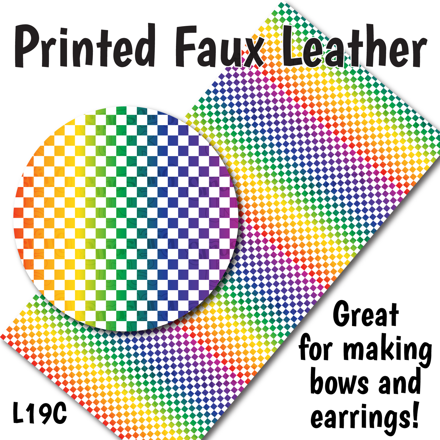 Rainbow Ombre Checkerboard - Faux Leather Sheet (SHIPS IN 3 BUS DAYS)