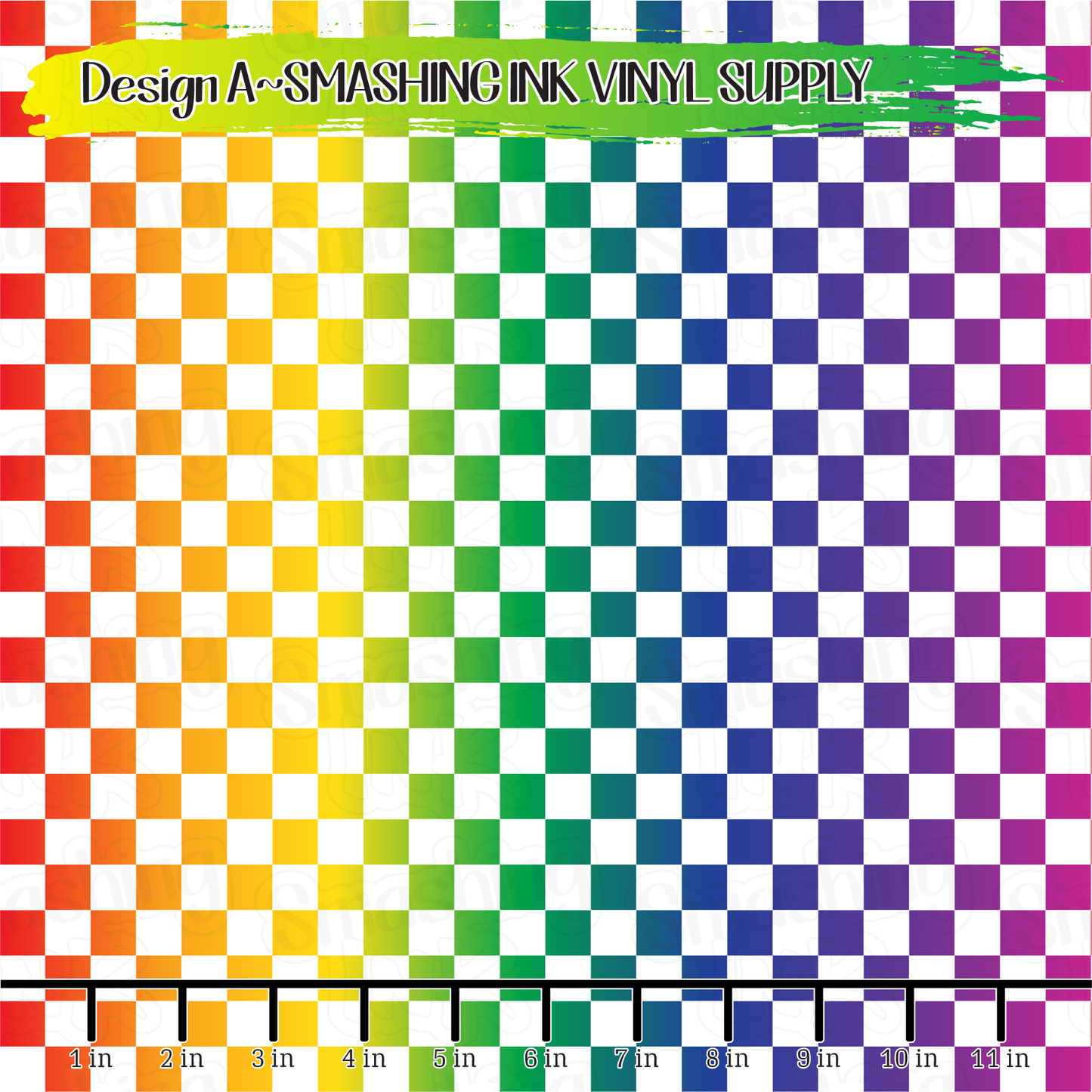 Rainbow Ombre Checkerboard ★ Pattern Vinyl | Faux Leather | Sublimation (TAT 3 BUS DAYS)
