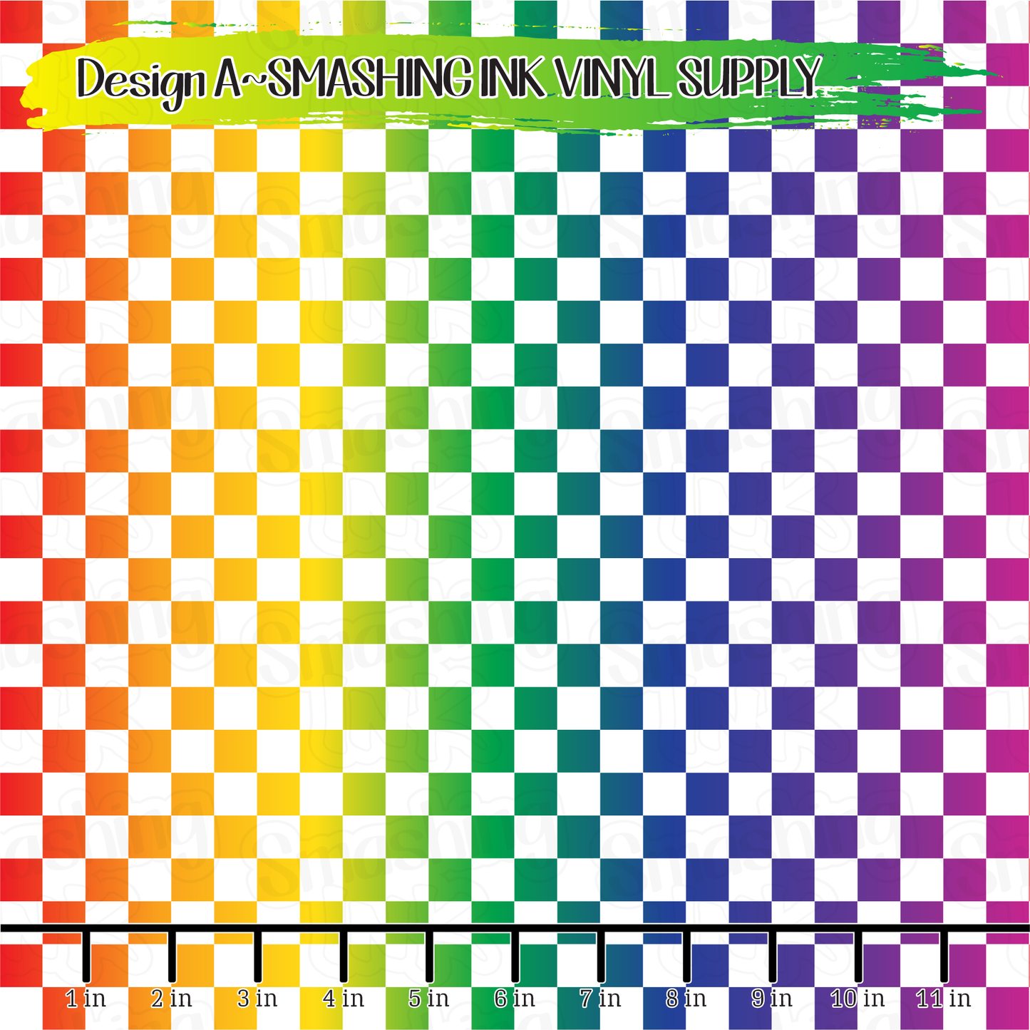 Rainbow Ombre Checkerboard ★ Laser Safe Adhesive Film (TAT 3 BUS DAYS)