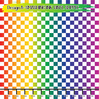 Rainbow Ombre Checkerboard ★ Laser Safe Adhesive Film (TAT 3 BUS DAYS)