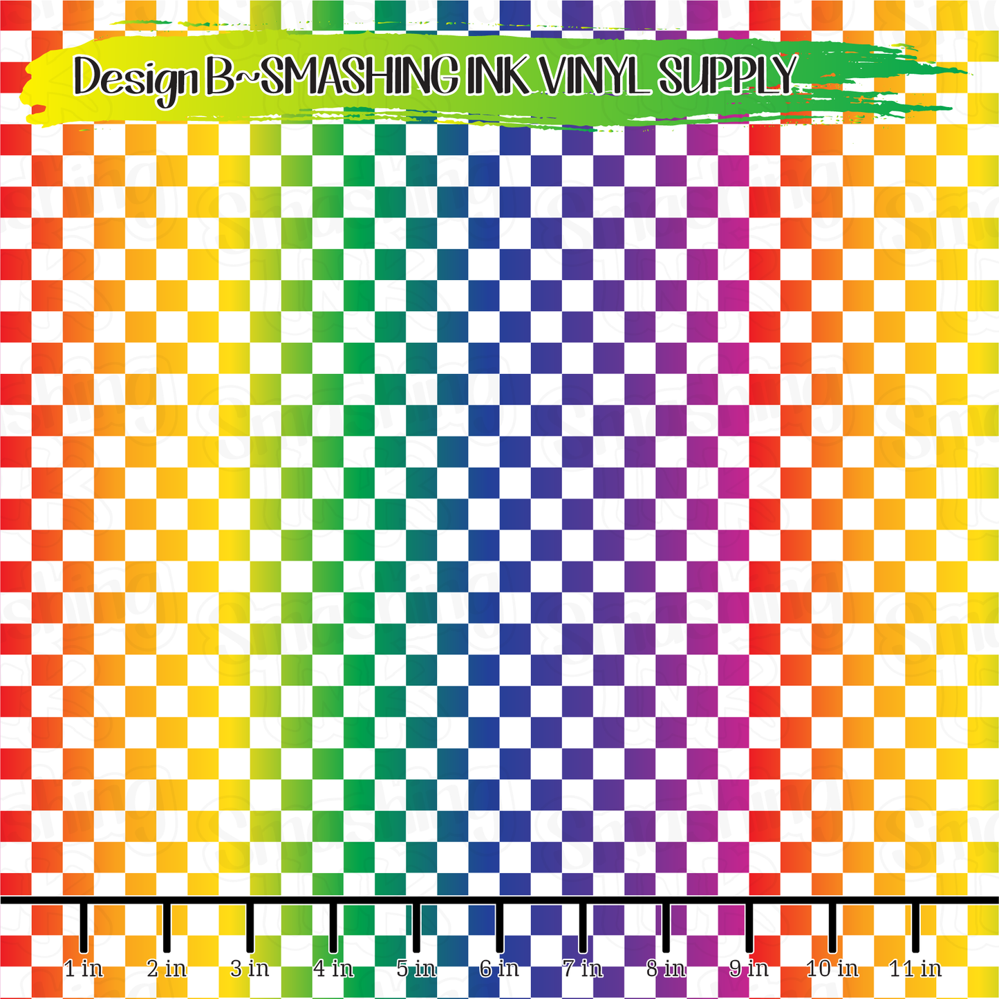 Rainbow Ombre Checkerboard ★ Laser Safe Adhesive Film (TAT 3 BUS DAYS)