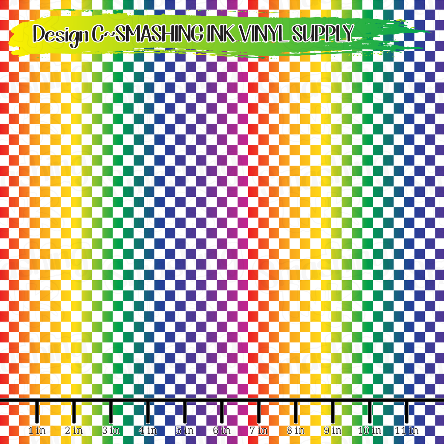 Rainbow Ombre Checkerboard ★ Laser Safe Adhesive Film (TAT 3 BUS DAYS)