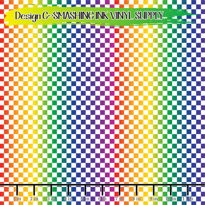 Rainbow Ombre Checkerboard ★ Laser Safe Adhesive Film (TAT 3 BUS DAYS)