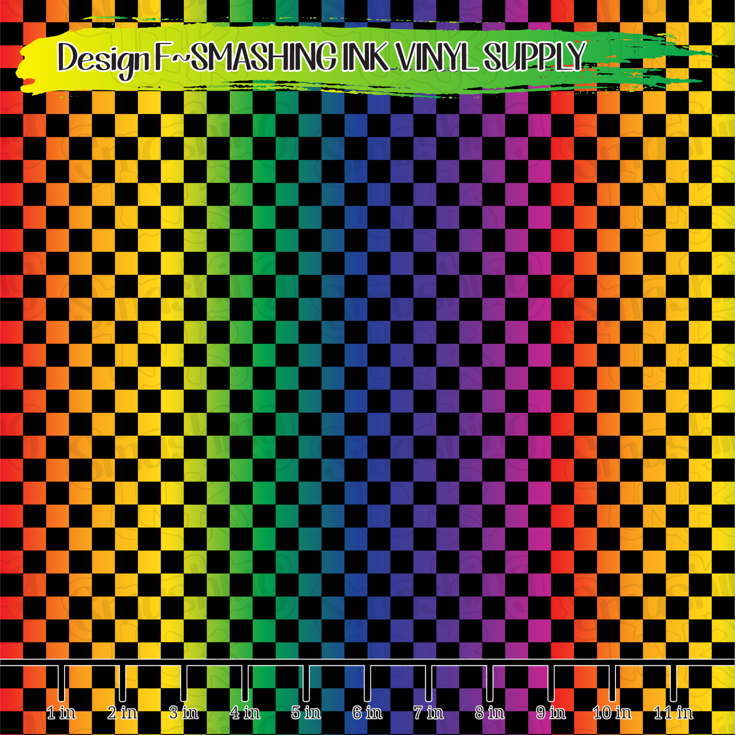 Rainbow Black Ombre Checks ★ Pattern Vinyl | Faux Leather | Sublimation (TAT 3 BUS DAYS)