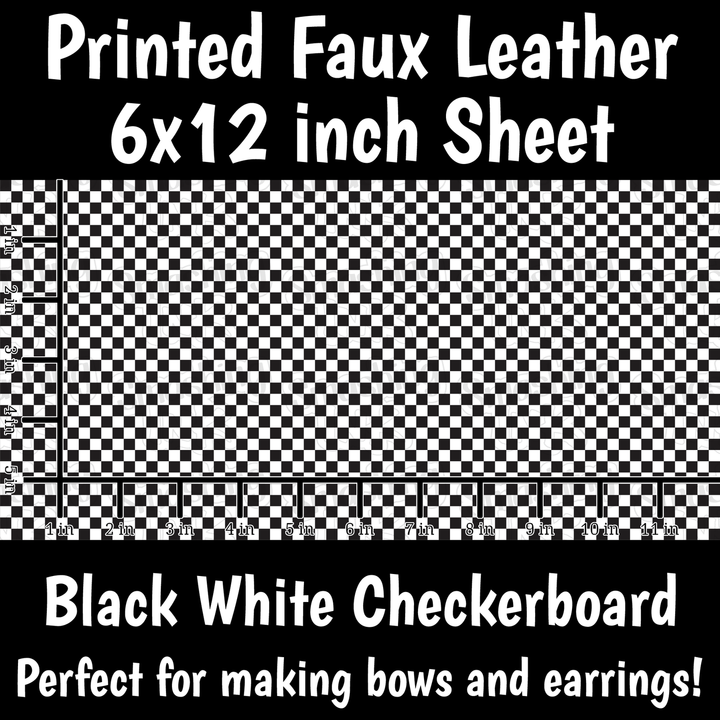 Black White Checkerboard - Faux Leather Sheet (SHIPS IN 3 BUS DAYS)