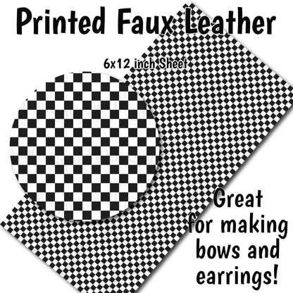 Black White Checkerboard - Faux Leather Sheet (SHIPS IN 3 BUS DAYS)