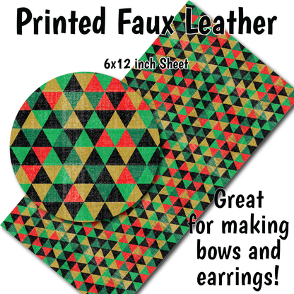 Red Green Geometric - Faux Leather Sheet (SHIPS IN 3 BUS DAYS)