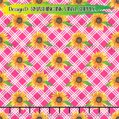 Stripes and Sunflowers ★ Pattern Vinyl | Faux Leather | Sublimation (TAT 3 BUS DAYS)