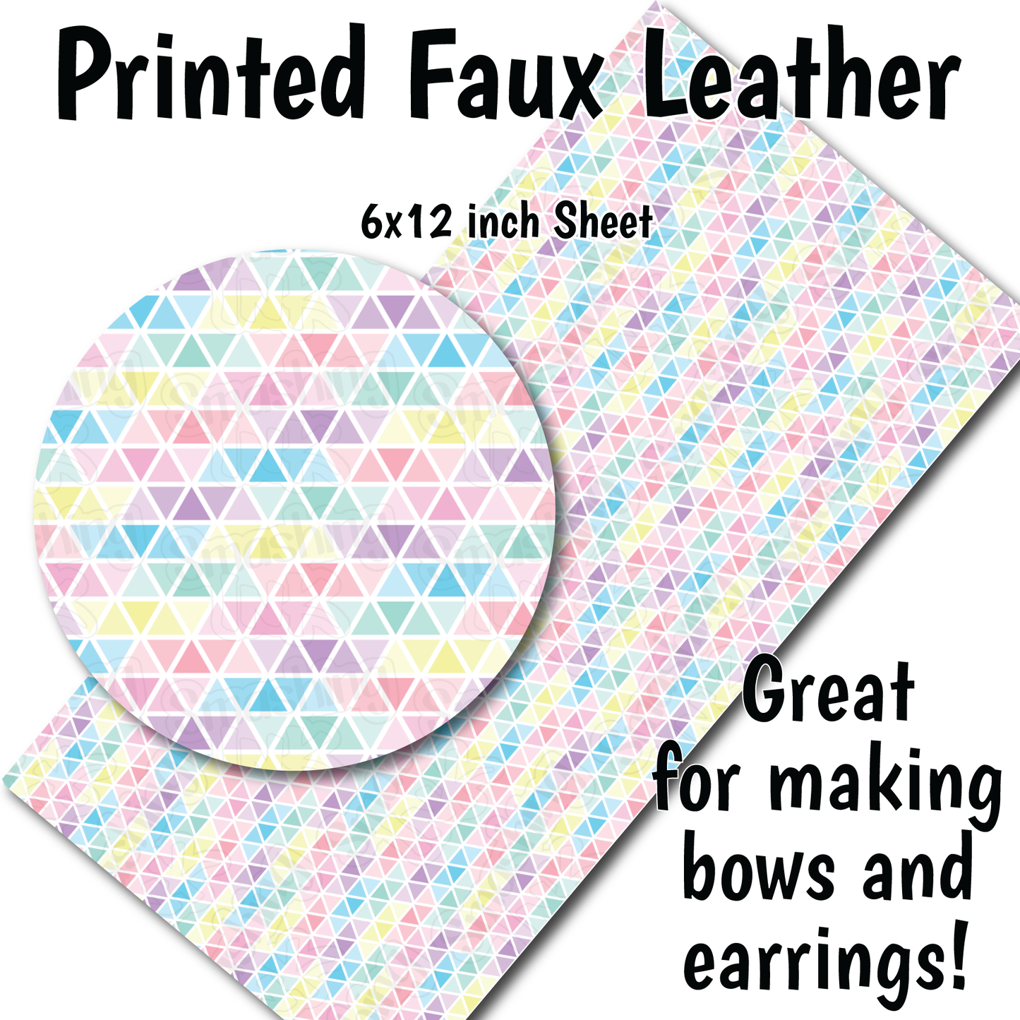 Small Scale Colorful Triangles - Faux Leather Sheet (SHIPS IN 3 BUS DAYS)