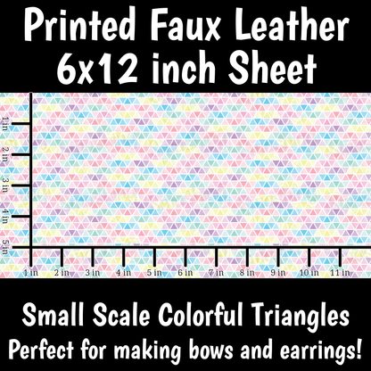 Small Scale Colorful Triangles - Faux Leather Sheet (SHIPS IN 3 BUS DAYS)