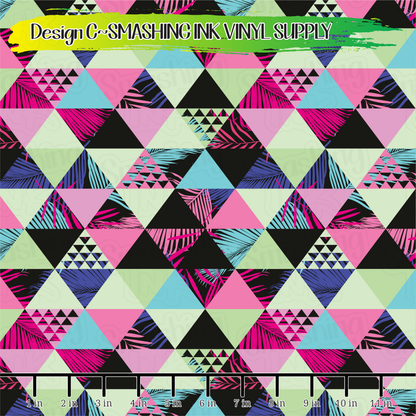Tropical Triangles ★ Pattern Vinyl | Faux Leather | Sublimation (TAT 3 BUS DAYS)
