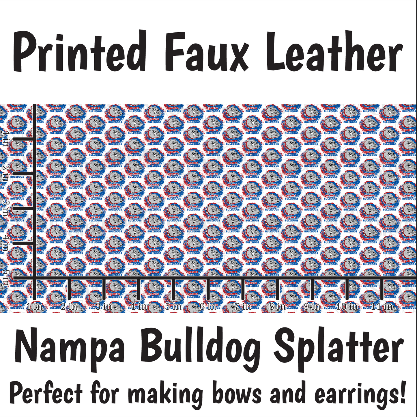 Nampa Bulldog Splatter - Faux Leather Sheet (SHIPS IN 3 BUS DAYS)