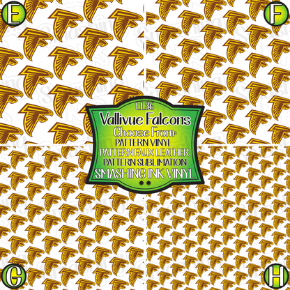 Vallivue Falcons ★ Pattern Vinyl | Faux Leather | Sublimation (TAT 3 BUS DAYS)