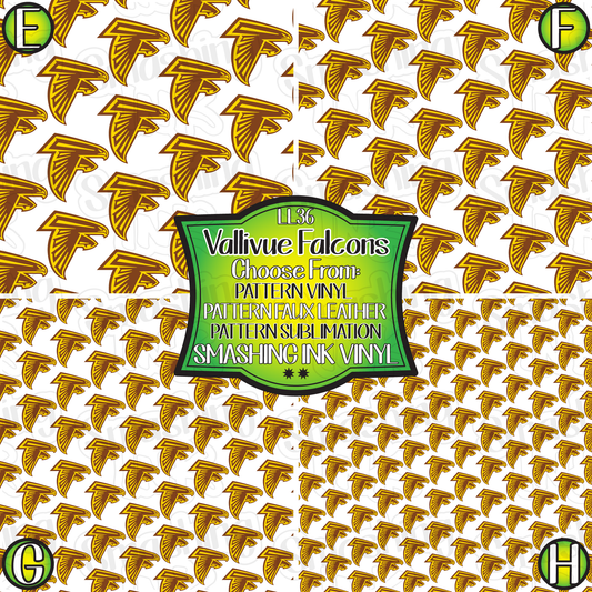 Vallivue Falcons ★ Pattern Vinyl | Faux Leather | Sublimation (TAT 3 BUS DAYS)