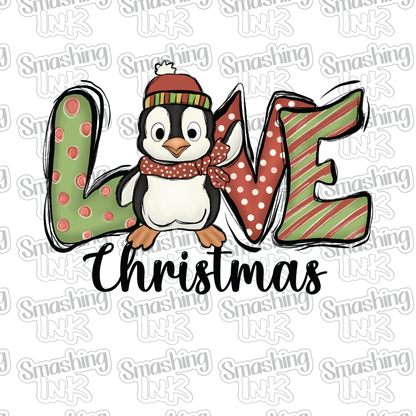 Love Christmas Penguin - Heat Transfer | DTF | Sublimation (TAT 3 BUS DAYS) [4G40-10HTV]