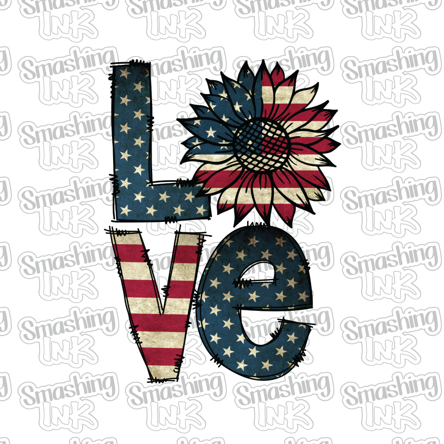Love USA Flag - Heat Transfer | DTF | Sublimation (TAT 3 BUS DAYS) [15C-5HTV]