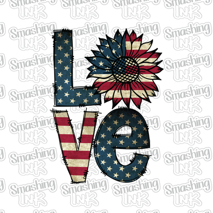 Love USA Flag - Heat Transfer | DTF | Sublimation (TAT 3 BUS DAYS) [15C-5HTV]
