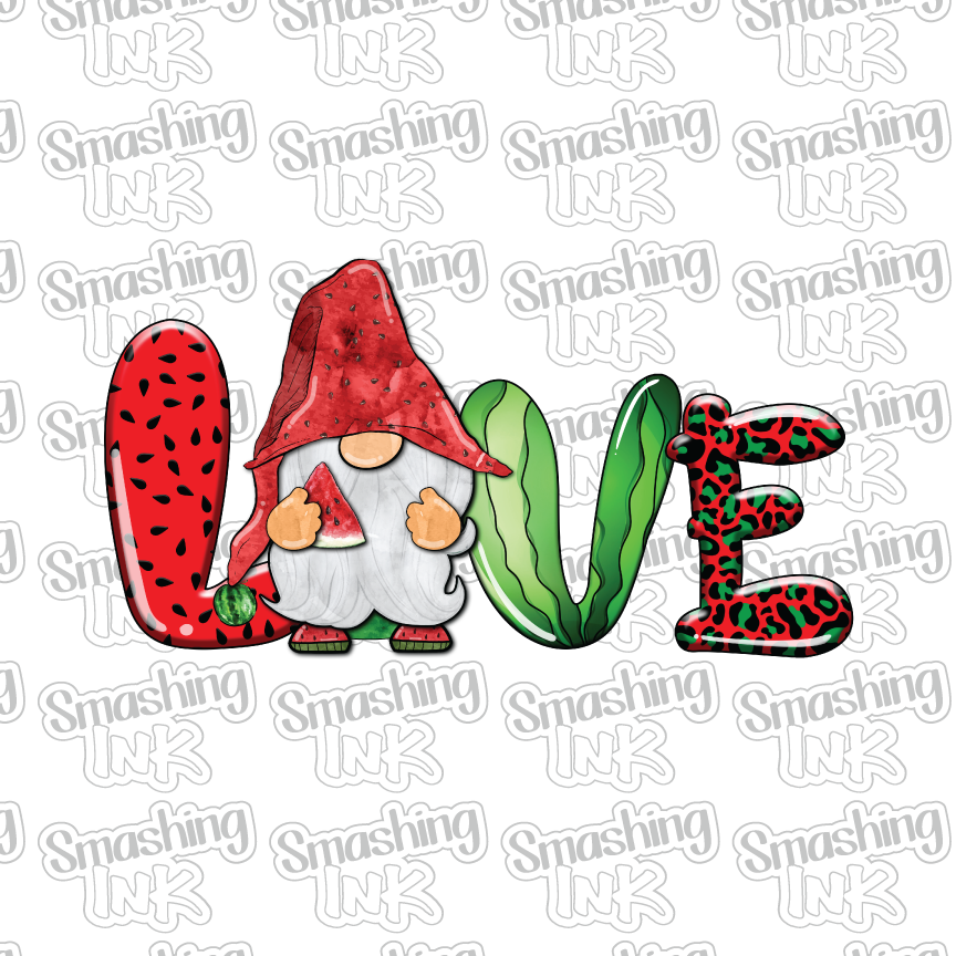 Love Watermelon Gnome - Heat Transfer | DTF | Sublimation (TAT 3 BUS DAYS) [8C-1HTV]