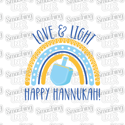 Love, Light, Happy Hannukah - Heat Transfer | DTF | Sublimation (TAT 3 BUS DAYS) [4Q-1HTV]