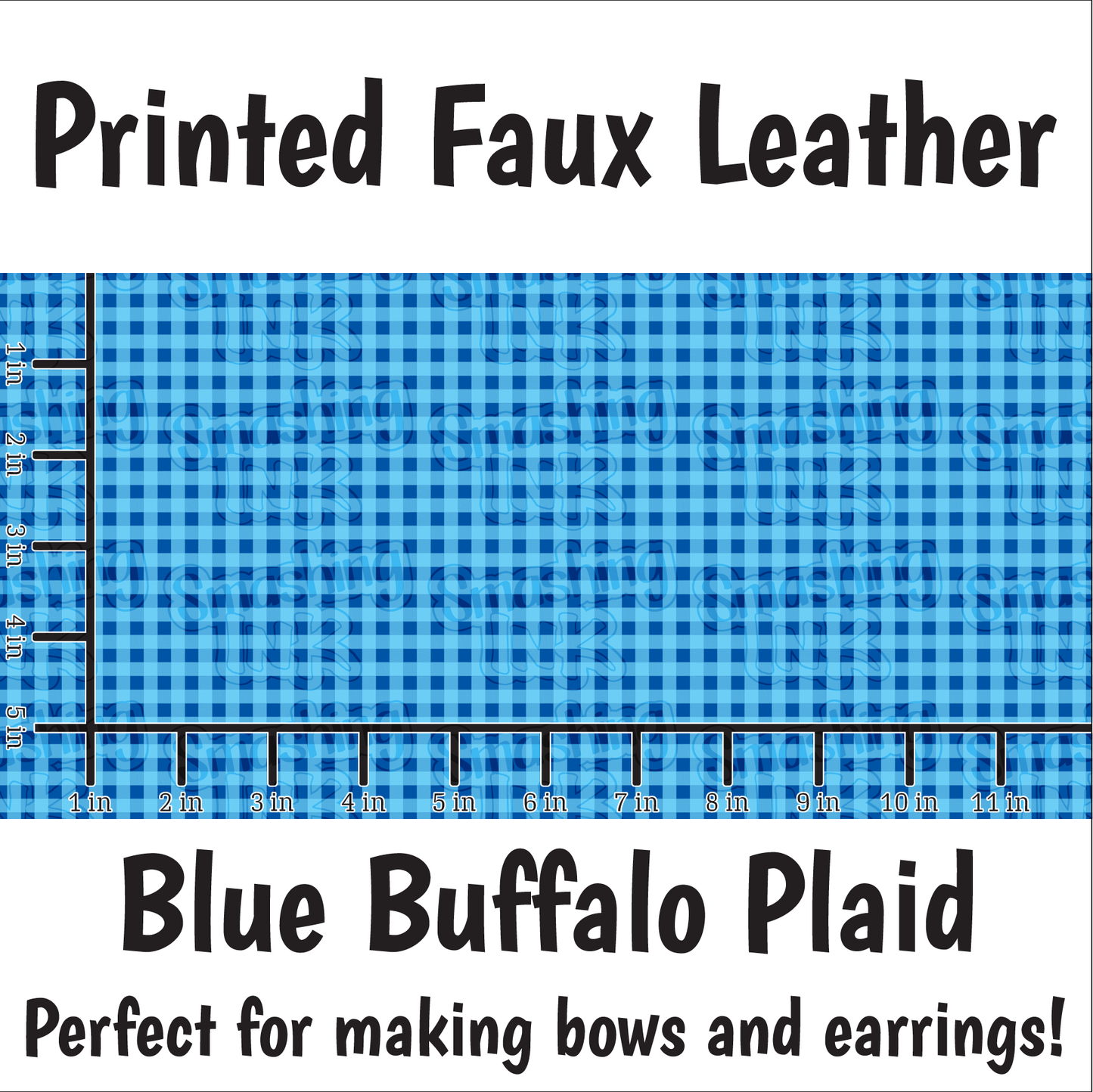 Blue Buffalo Plaid - Faux Leather Sheet (SHIPS IN 3 BUS DAYS)