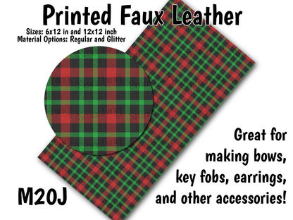 Red Green Plaid - Faux Leather Sheet (SHIPS IN 3 BUS DAYS)