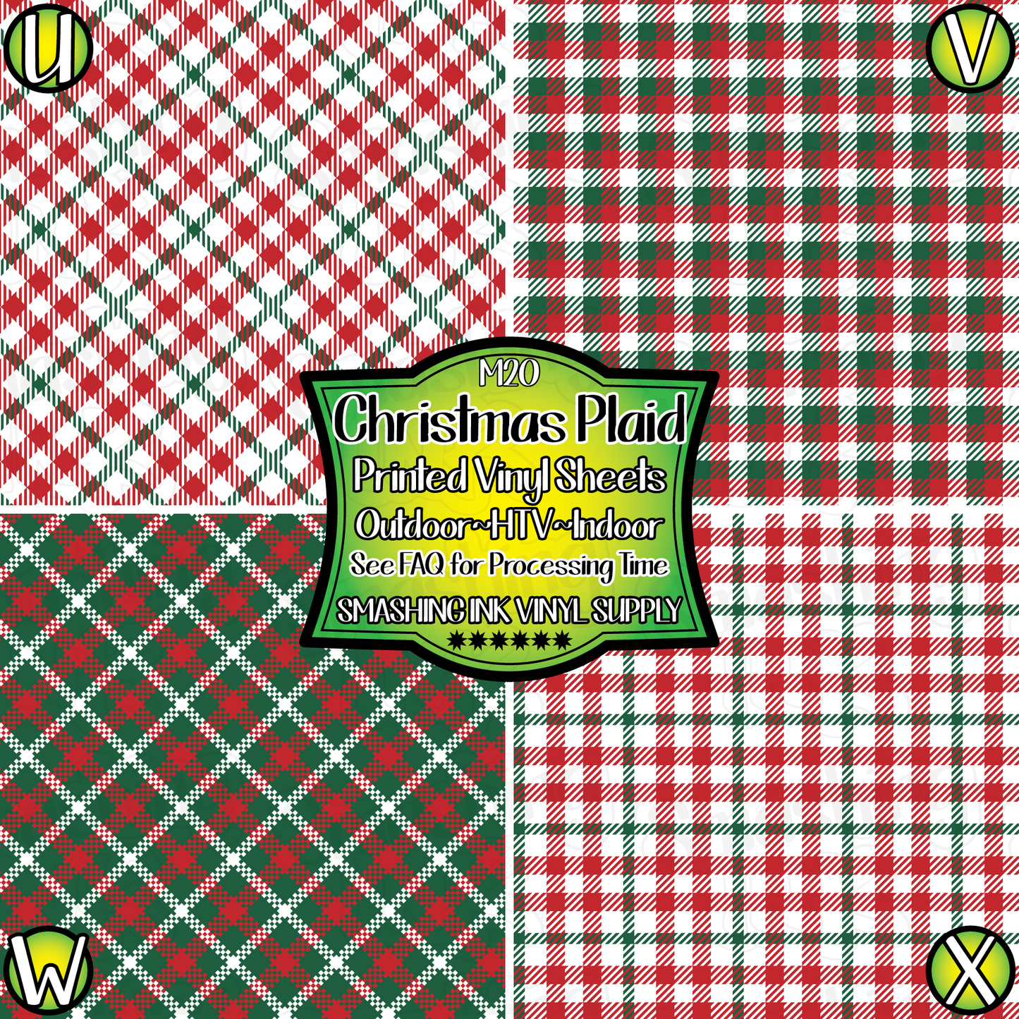 Red Green Plaid ★ Pattern Vinyl | Faux Leather | Sublimation (TAT 3 BUS DAYS)