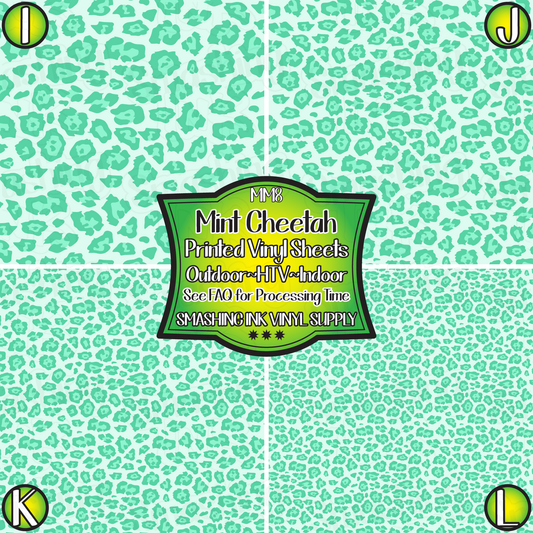 Mint Cheetah ★ Pattern Vinyl | Faux Leather | Sublimation (TAT 3 BUS DAYS)