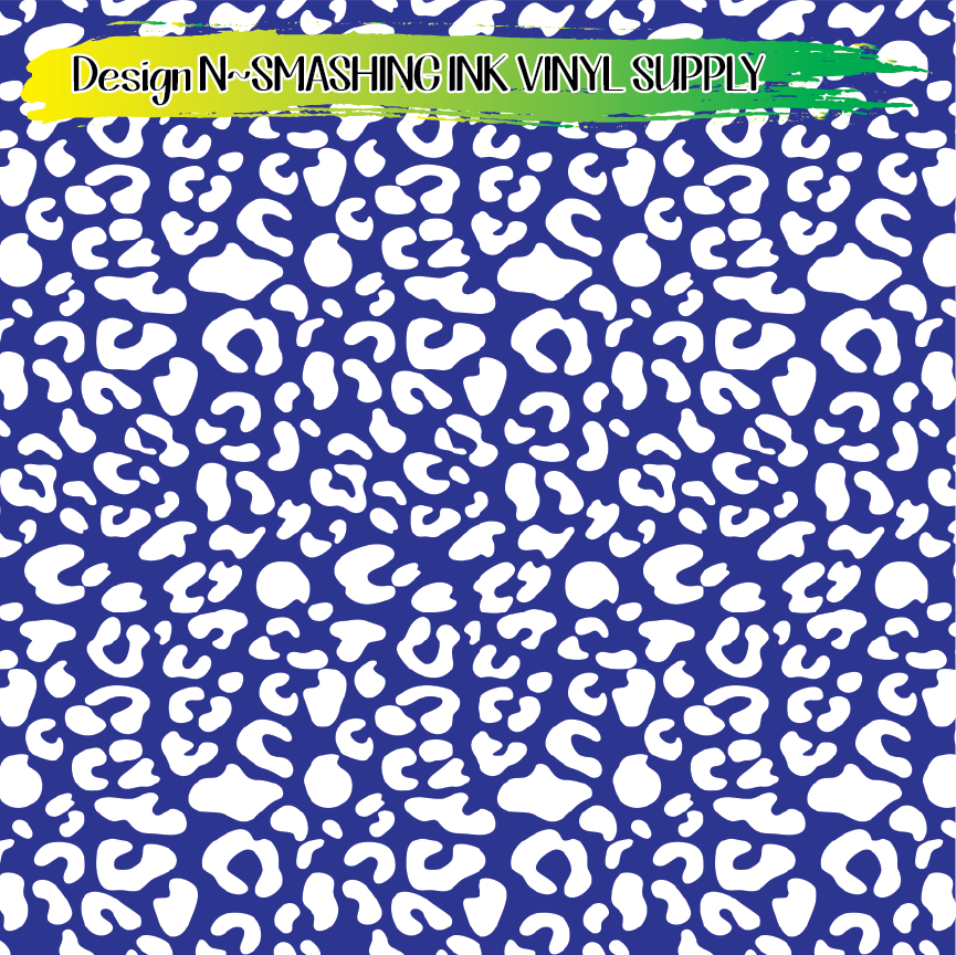 Blue White Animal Print ★ Pattern Vinyl | Faux Leather | Sublimation (TAT 3 BUS DAYS)