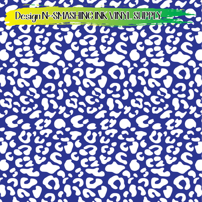 Blue White Animal Print ★ Pattern Vinyl | Faux Leather | Sublimation (TAT 3 BUS DAYS)