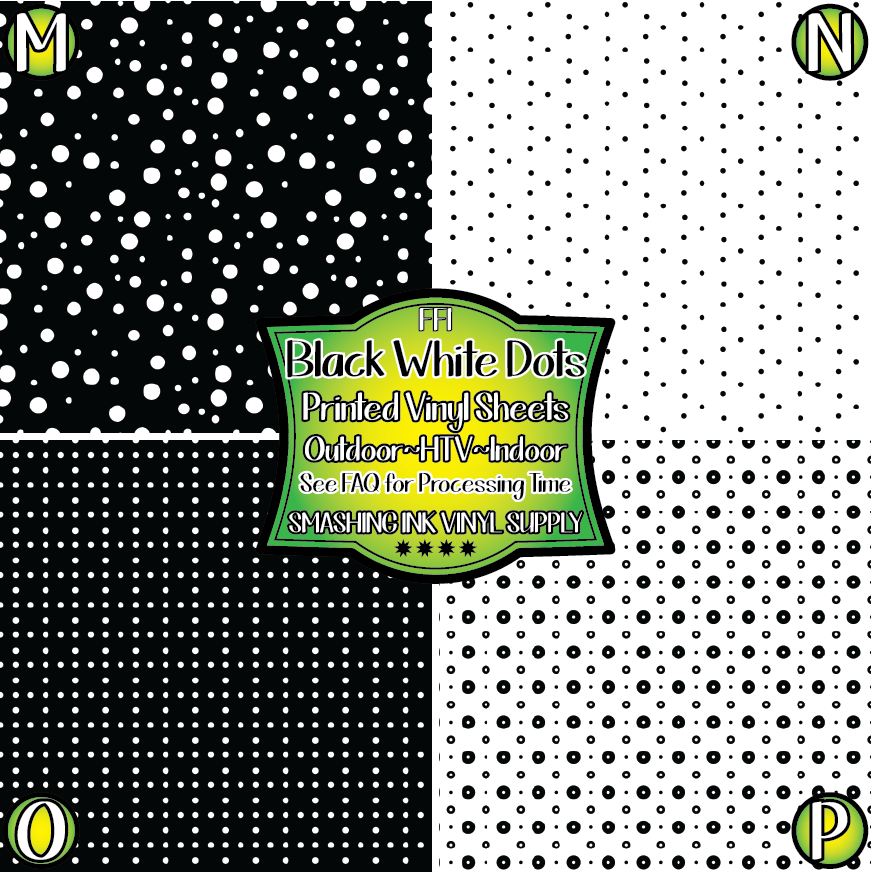 Black White Dots ★ Pattern Vinyl | Faux Leather | Sublimation (TAT 3 BUS DAYS)