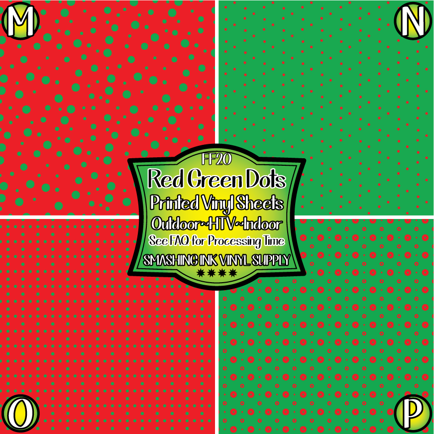 Red Green Polka Dot ★ Pattern Vinyl | Faux Leather | Sublimation (TAT 3 BUS DAYS)