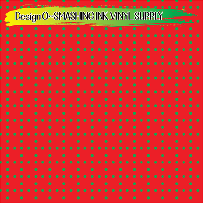 Red Green Polka Dot ★ Pattern Vinyl | Faux Leather | Sublimation (TAT 3 BUS DAYS)