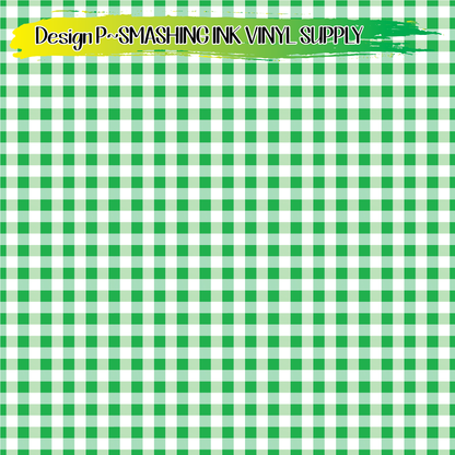 Green White Gingham ★ Pattern Vinyl | Faux Leather | Sublimation (TAT 3 BUS DAYS)