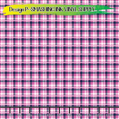 Navy Pink Plaid ★ Laser Safe Adhesive Film (TAT 3 BUS DAYS)