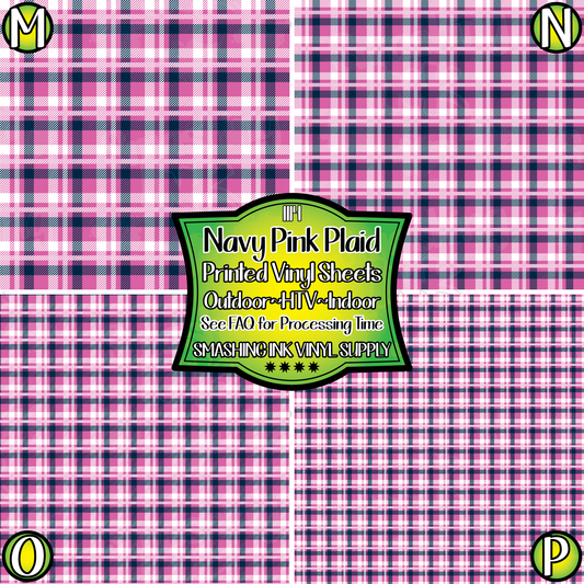 Navy Pink Plaid ★ Laser Safe Adhesive Film (TAT 3 BUS DAYS)