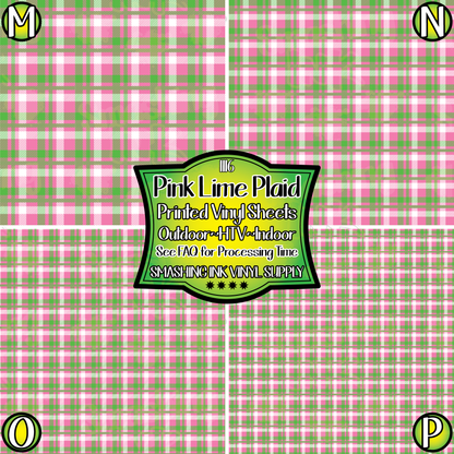 Pink Lime Plaid ★ Pattern Vinyl | Faux Leather | Sublimation (TAT 3 BUS DAYS)