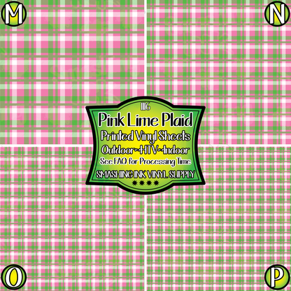 Pink Lime Plaid ★ Laser Safe Adhesive Film (TAT 3 BUS DAYS)